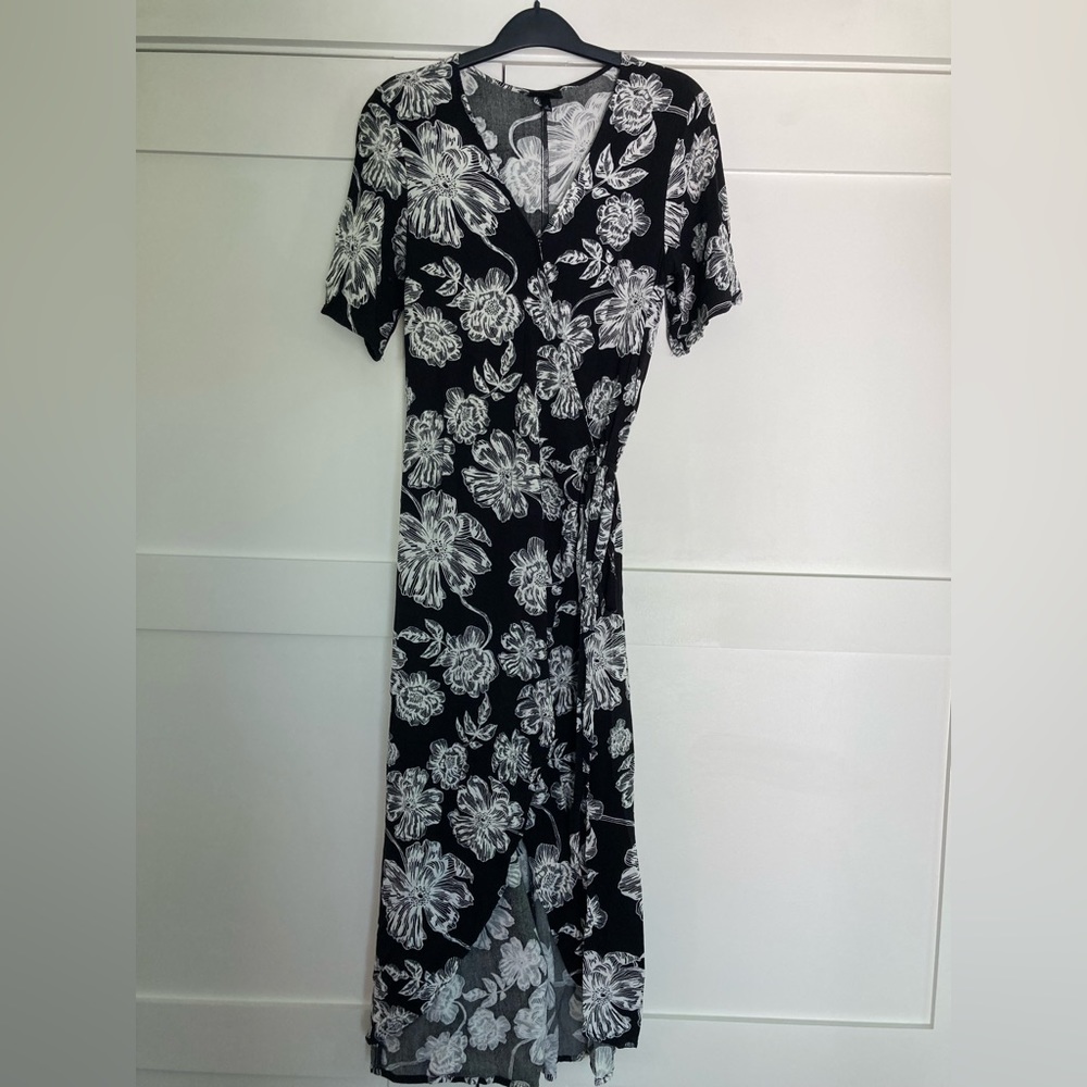 Wrap high-low maxi dress.